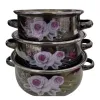 Black rose-patterned non-stick cookware set for household use, including woks, frying pans and soup POTS Item Picture